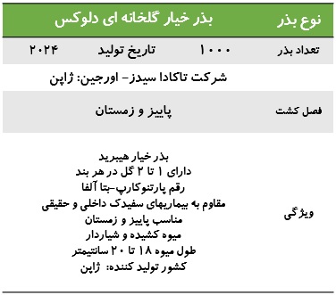 بذر خیار گلخانه ای دلوکس